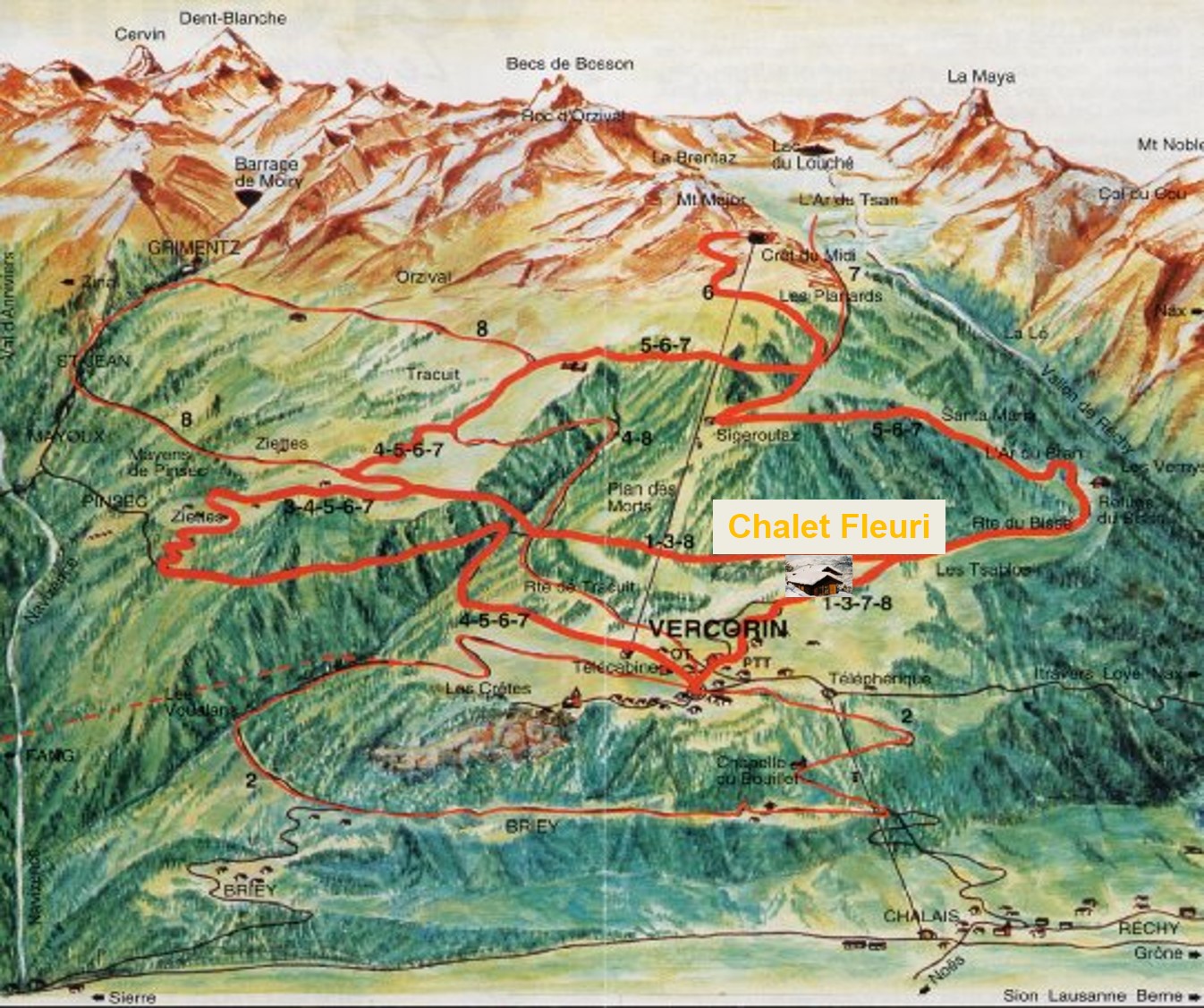 Carte des chemeins pédestres